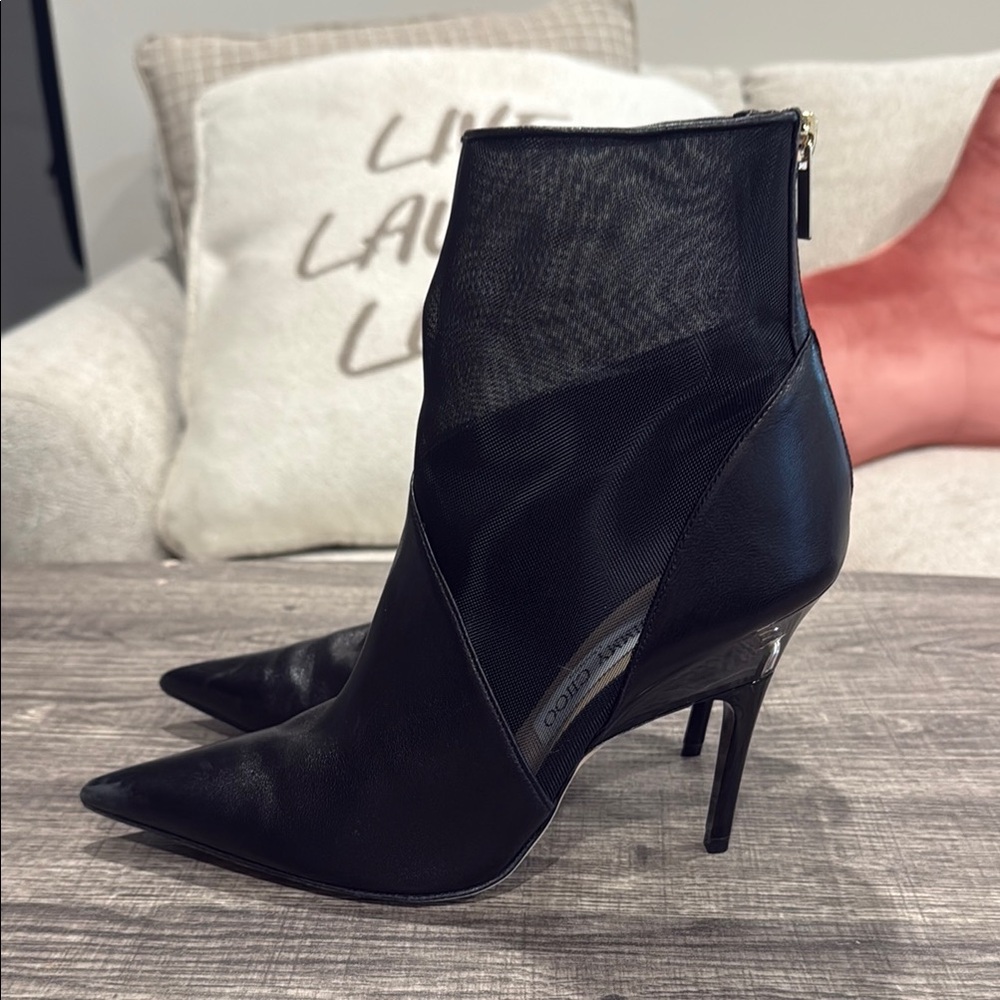 Jimmy Choo Chic Black Heeled Boots with Mesh Panels - Picture 4 of 6